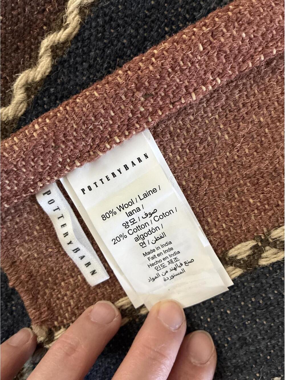 Pottery Barn Lodge Kilim Table Runner Wool Cotton Southwestern 18x108 - Picture 5 of 5